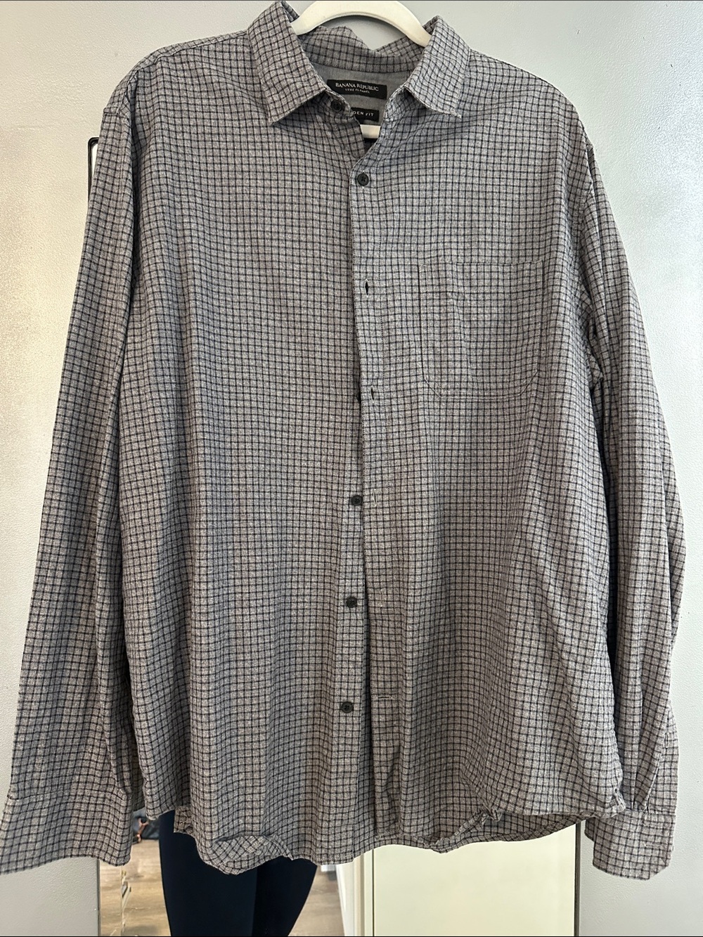Banana Republic Men's Gray Micro-Check Button-Down Shirt